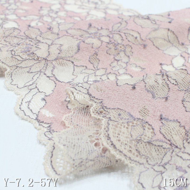 2 Colors Fresh Elegent Light Blue Pink Stretch Lace 15CM Wide Elastic Lace Trimming Lace Fabric For Women Dress Bra Garment