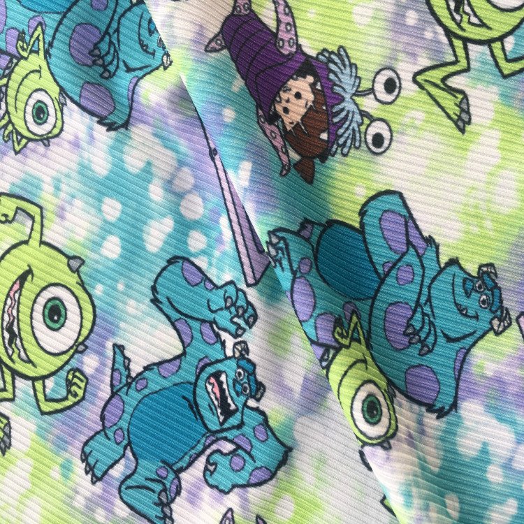 digital printed 95 polyester 5 spandex 2x2 tubular rib circular knit fabrics