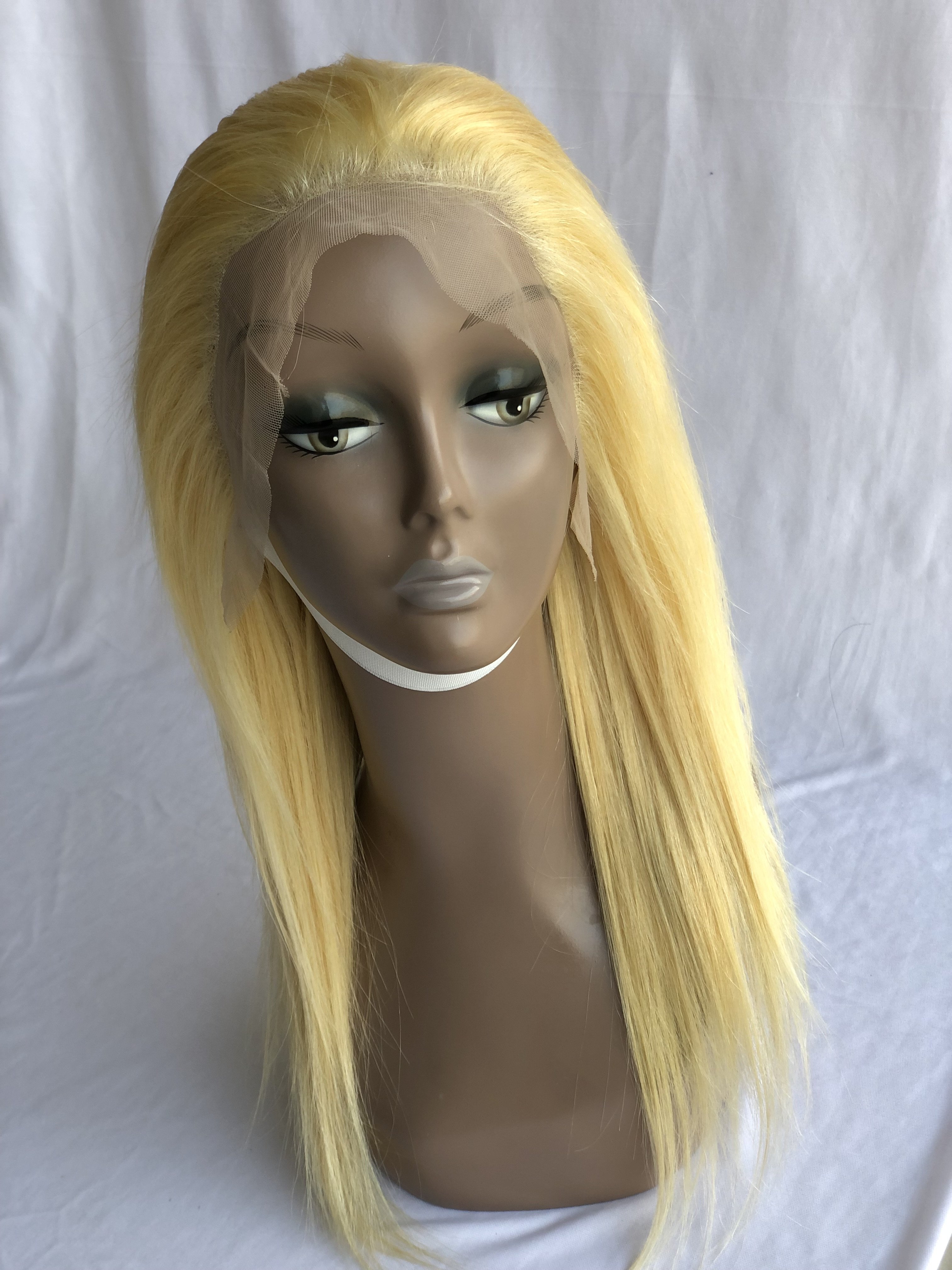 Export Top Quality Indian Supplier Wholesales Raw Unprocessed Virgin 14'' Blonde 13x4 Frontal Hd Lace (2Bundles) Customized Wigs