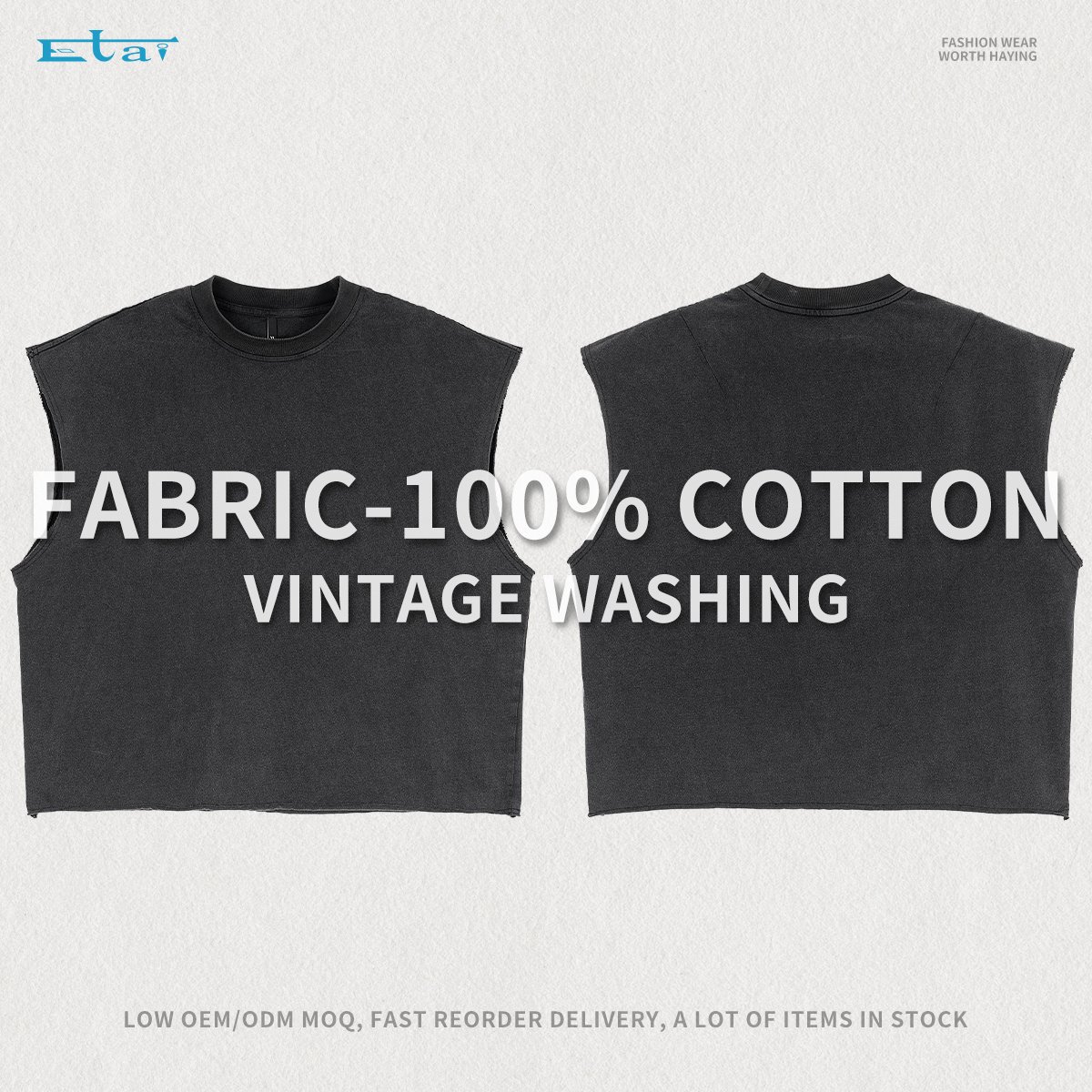 hot sell wash boxy fit cropped tank top tee streetwear fashion casual vintage sleeveless t shirt vest for men