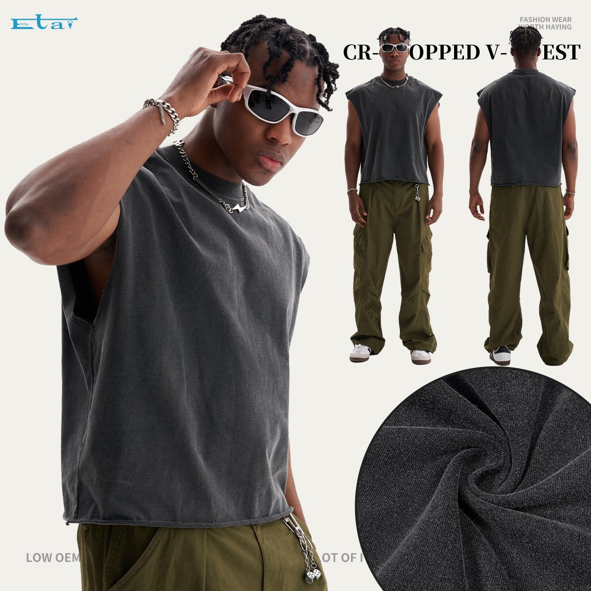 hot sell wash boxy fit cropped tank top tee streetwear fashion casual vintage sleeveless t shirt vest for men