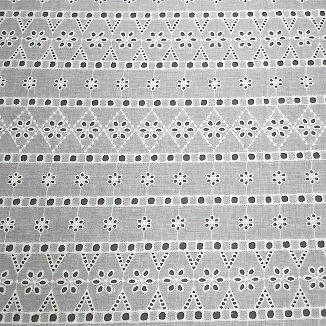 TUTON Fashion Dress Making White Lace Cotton Embroidered Fabric