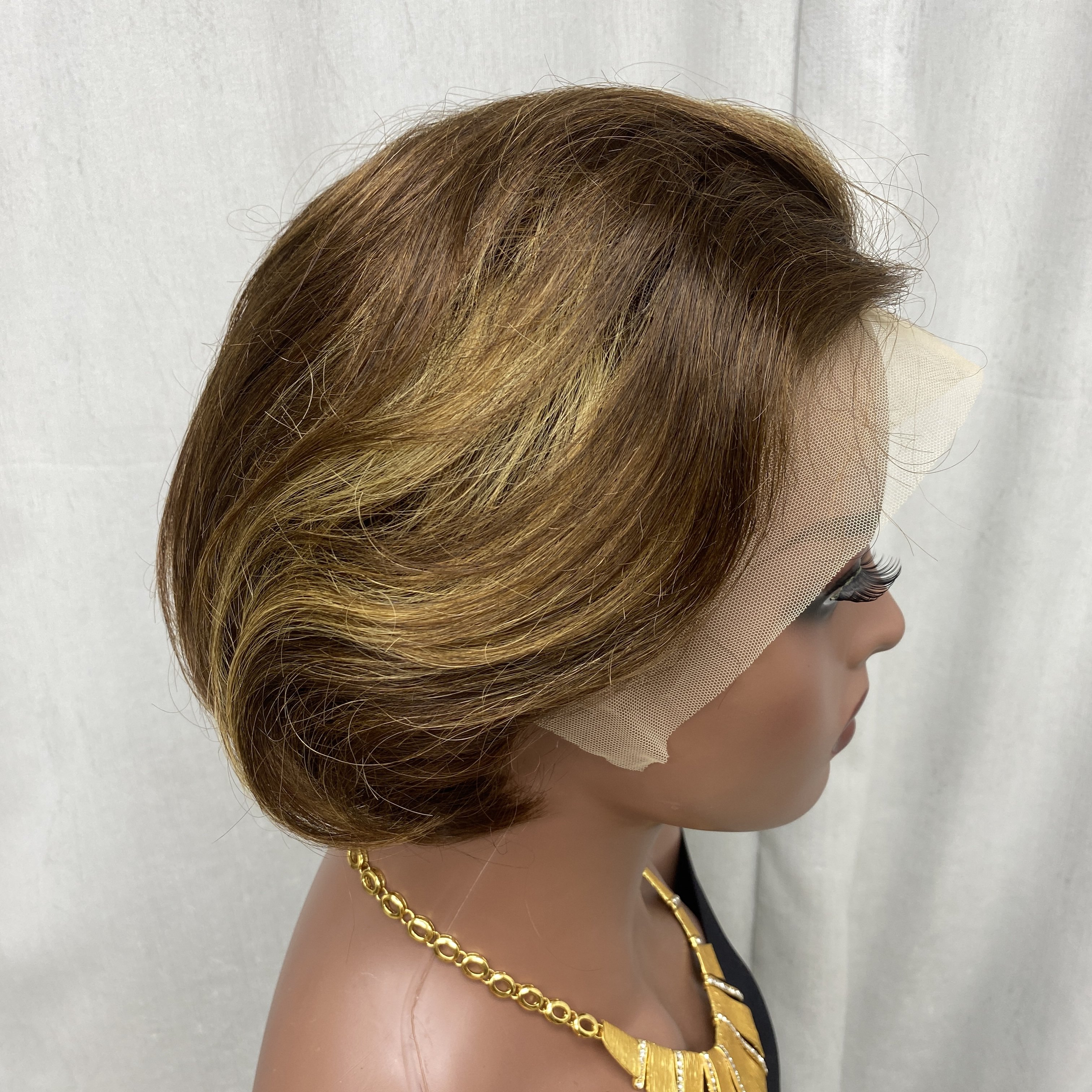 Wholesale Indian Virgin Ginger Orange 13x4 Transparent Lace Front Wig Straight Short Pixie Cut Human Hair Wigs For Black Women
