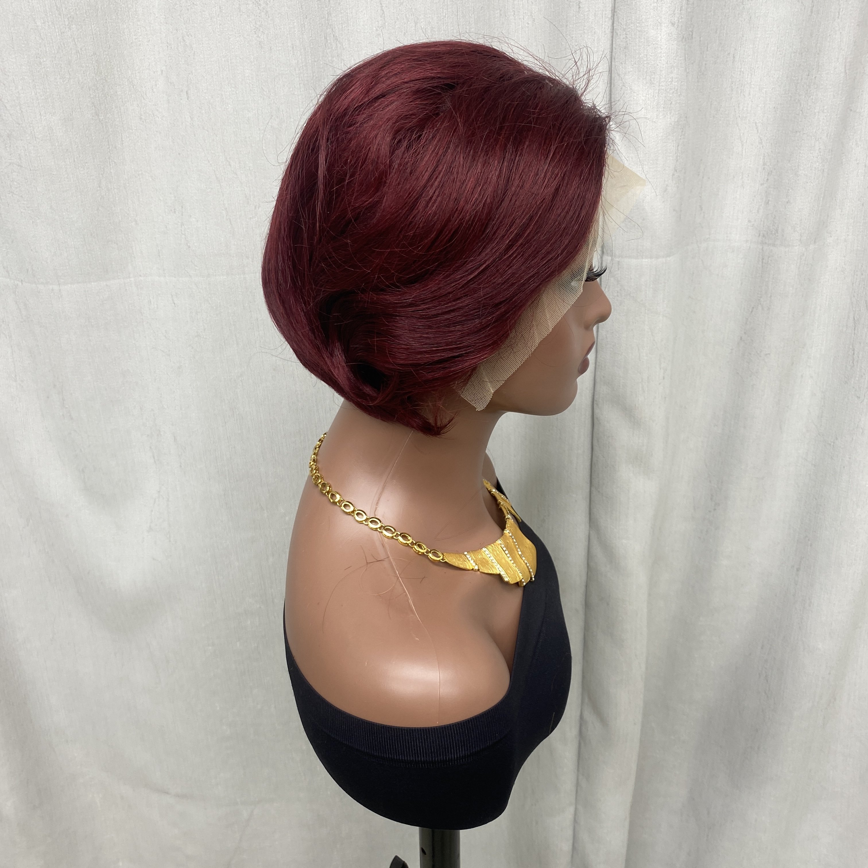Wholesale Indian Virgin Ginger Orange 13x4 Transparent Lace Front Wig Straight Short Pixie Cut Human Hair Wigs For Black Women