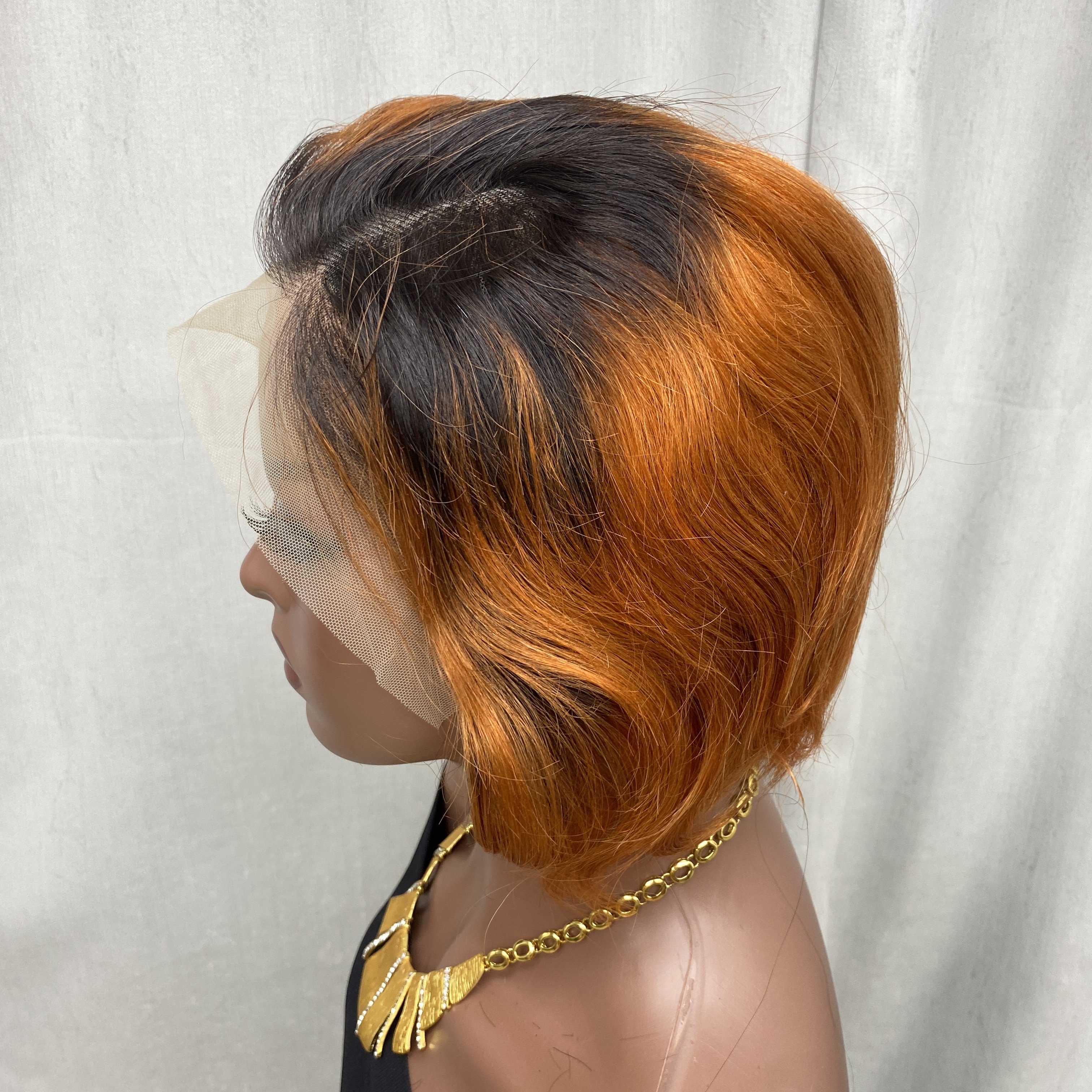 Wholesale Indian Virgin Ginger Orange 13x4 Transparent Lace Front Wig Straight Short Pixie Cut Human Hair Wigs For Black Women