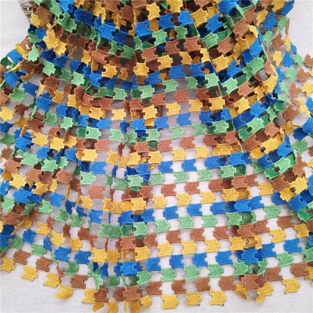 Stock Manufacturers wholesale Multi color check water-soluble embroidery lace fabric for woman