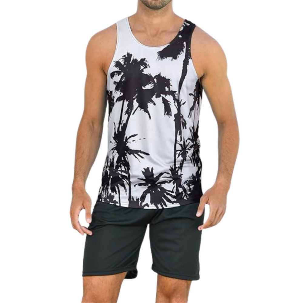 Buy Quick Dry Full Sublimation White Black Beach Unisex Tank Tops New Design Workout Fitness Running Gym Tank Top