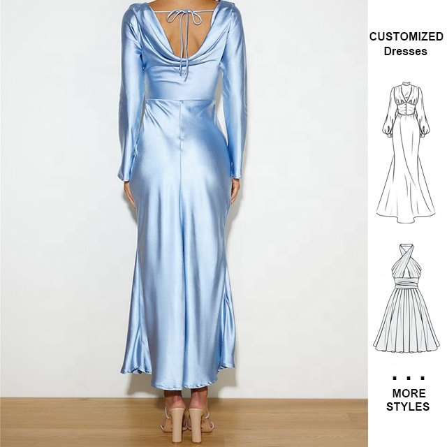 Custom OEM Summer Women Girls Luxury Maxi Evening Madi Elegant Woman Long Sleeve Dress Casual Fashion Woman Party Dresses