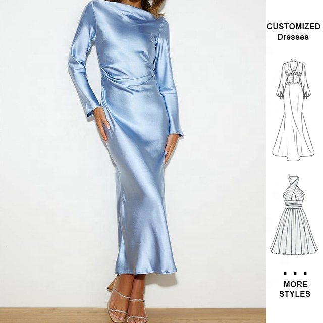 Custom OEM Summer Women Girls Luxury Maxi Evening Madi Elegant Woman Long Sleeve Dress Casual Fashion Woman Party Dresses