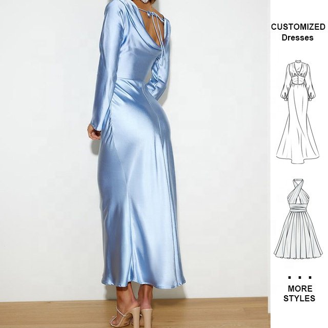 Custom OEM Summer Women Girls Luxury Maxi Evening Madi Elegant Woman Long Sleeve Dress Casual Fashion Woman Party Dresses