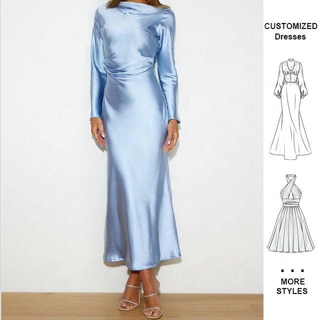 Custom OEM Summer Women Girls Luxury Maxi Evening Madi Elegant Woman Long Sleeve Dress Casual Fashion Woman Party Dresses