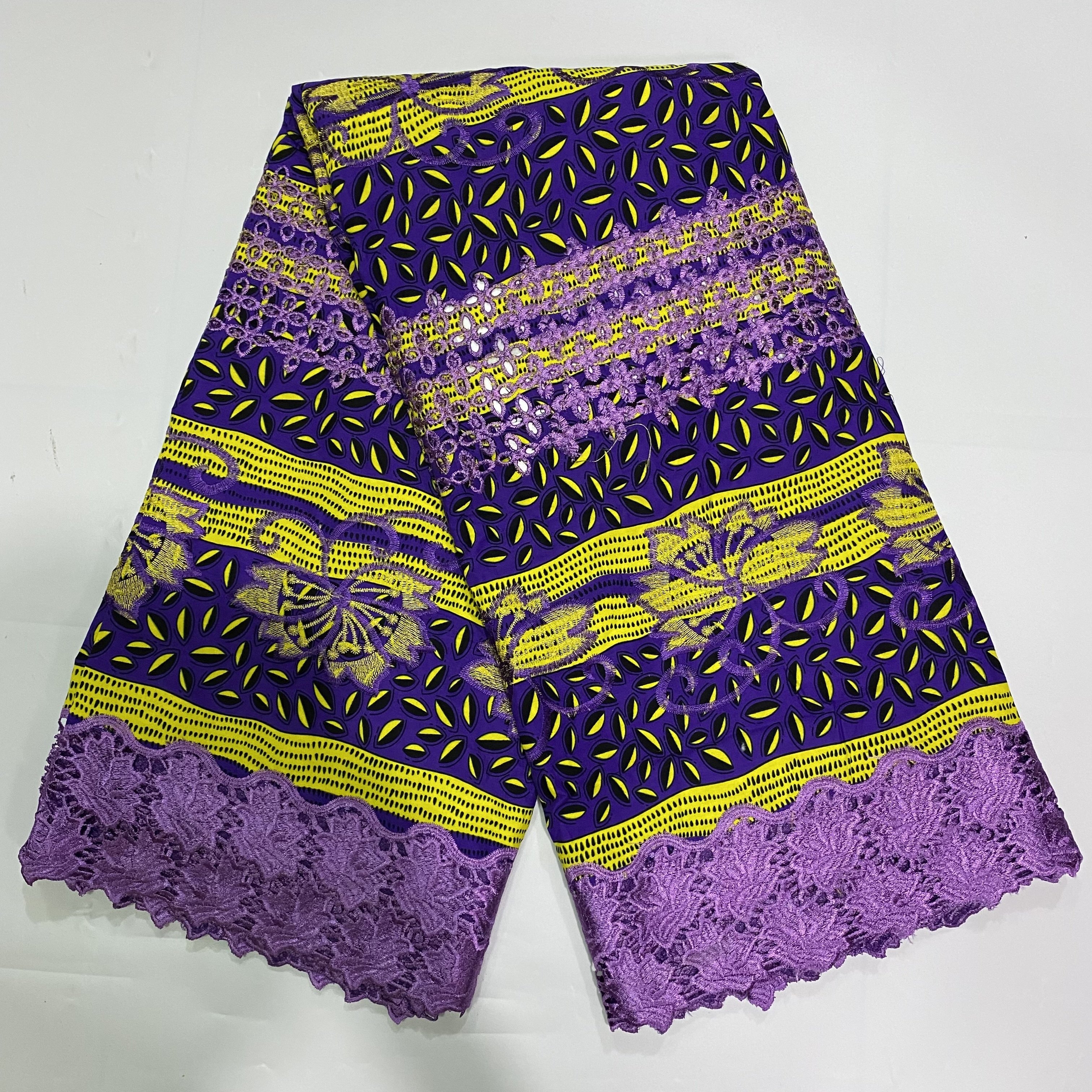Hot Sale High Quality Lace African Ankara Batik Holland Lace Wax Print Fabric For Clothes Dresses Party 6 Yards/Lot