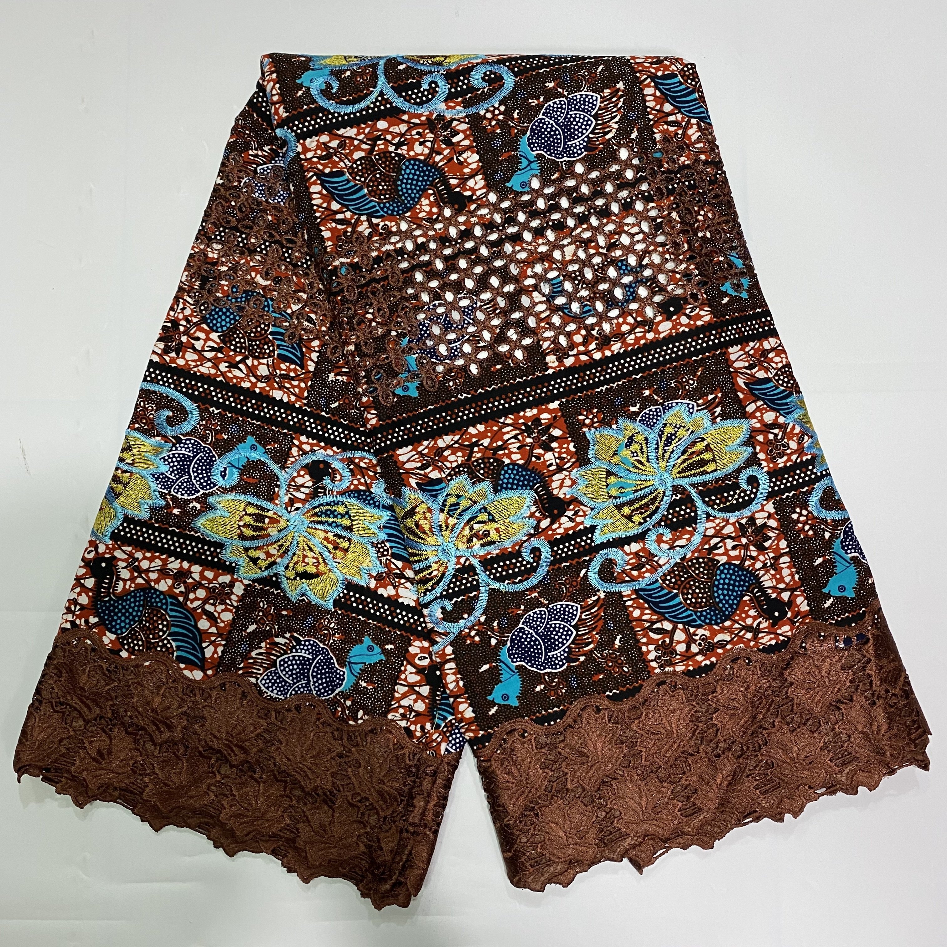 Hot Sale High Quality Lace African Ankara Batik Holland Lace Wax Print Fabric For Clothes Dresses Party 6 Yards/Lot