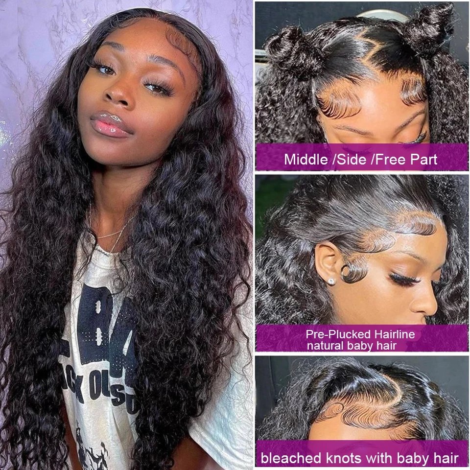 HD Transparent Lace Frontal Wig Cheap Deep Wave Human Hair Lace Wig 4X4 13x4 13x6 Lace Closure Front Curly Human Hair Wigs