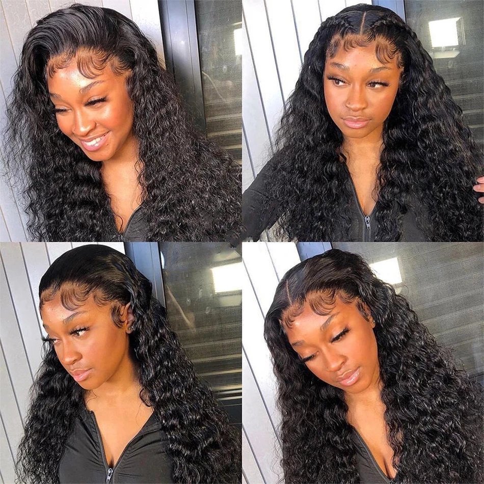 HD Transparent Lace Frontal Wig Cheap Deep Wave Human Hair Lace Wig 4X4 13x4 13x6 Lace Closure Front Curly Human Hair Wigs