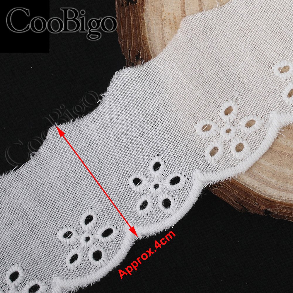 80Yards Cotton Trims Lace Fabric Embroidered Decoration Wedding Dress Clothing Sewing Bow Handmade DIY Craft Accessories