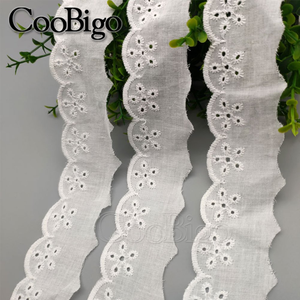80Yards Cotton Trims Lace Fabric Embroidered Decoration Wedding Dress Clothing Sewing Bow Handmade DIY Craft Accessories