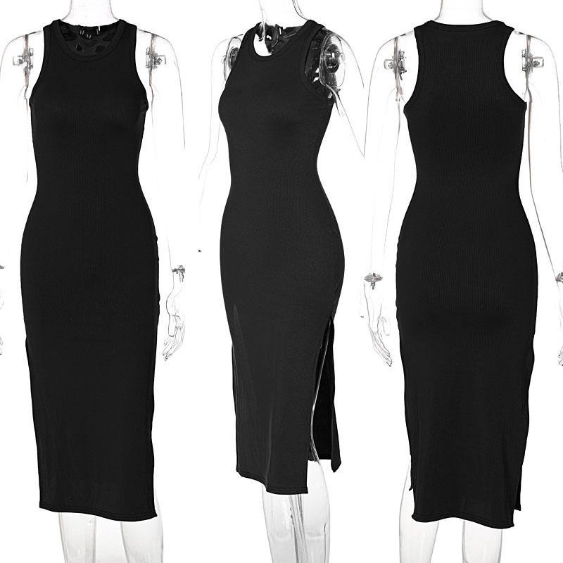 Best Selling Women's Elegant Ribbed Bodycon Sleeveless Tank Dresses Slim Elegent knitted Long Dress