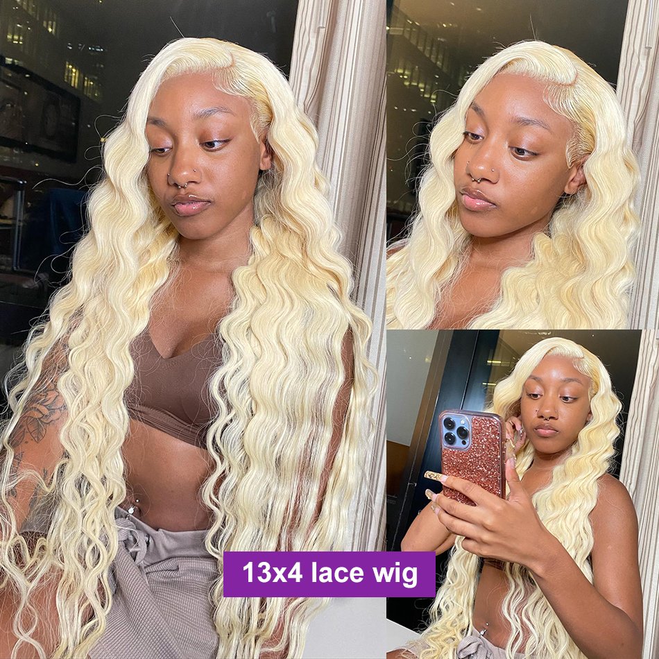 30 40 Inch Blonde Hd Glueless Pre Plucked Full Lace 613 Wig Human Hair Brazilian blonde lace front human hair wig