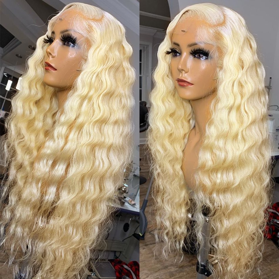 30 40 Inch Blonde Hd Glueless Pre Plucked Full Lace 613 Wig Human Hair Brazilian blonde lace front human hair wig