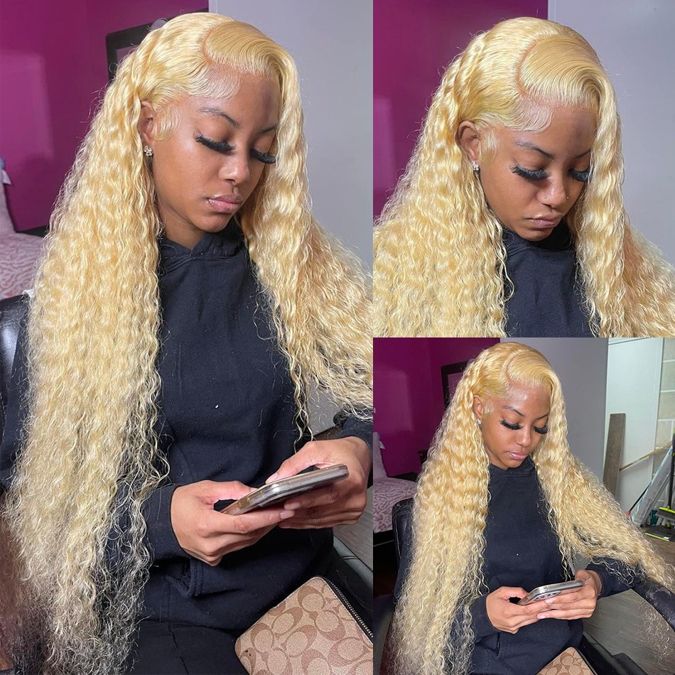 30 40 Inch Blonde Hd Glueless Pre Plucked Full Lace 613 Wig Human Hair Brazilian blonde lace front human hair wig