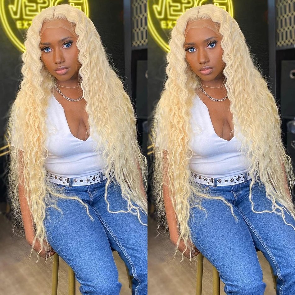 30 40 Inch Blonde Hd Glueless Pre Plucked Full Lace 613 Wig Human Hair Brazilian blonde lace front human hair wig