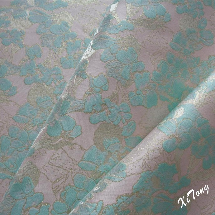 Wholesale Custom 100% Polyester Luxury Floral Embroidery Textured Upholstery Woven Brocade Jacquard Dress Fabric