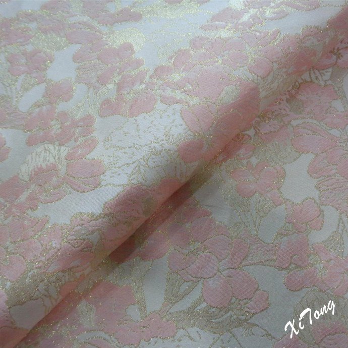 Wholesale Custom 100% Polyester Luxury Floral Embroidery Textured Upholstery Woven Brocade Jacquard Dress Fabric