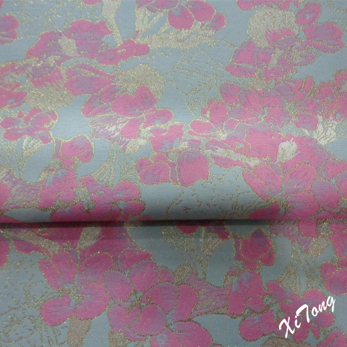 Wholesale Custom 100% Polyester Luxury Floral Embroidery Textured Upholstery Woven Brocade Jacquard Dress Fabric
