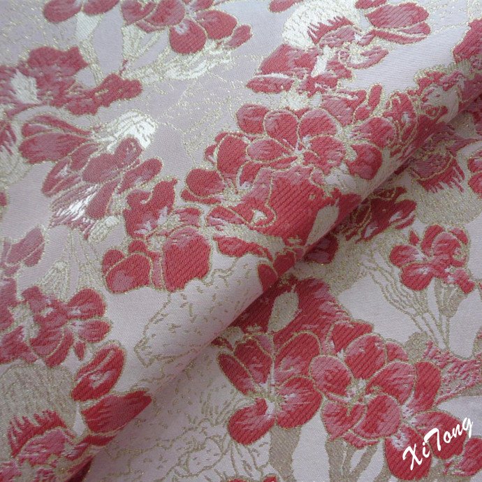 Wholesale Custom 100% Polyester Luxury Floral Embroidery Textured Upholstery Woven Brocade Jacquard Dress Fabric