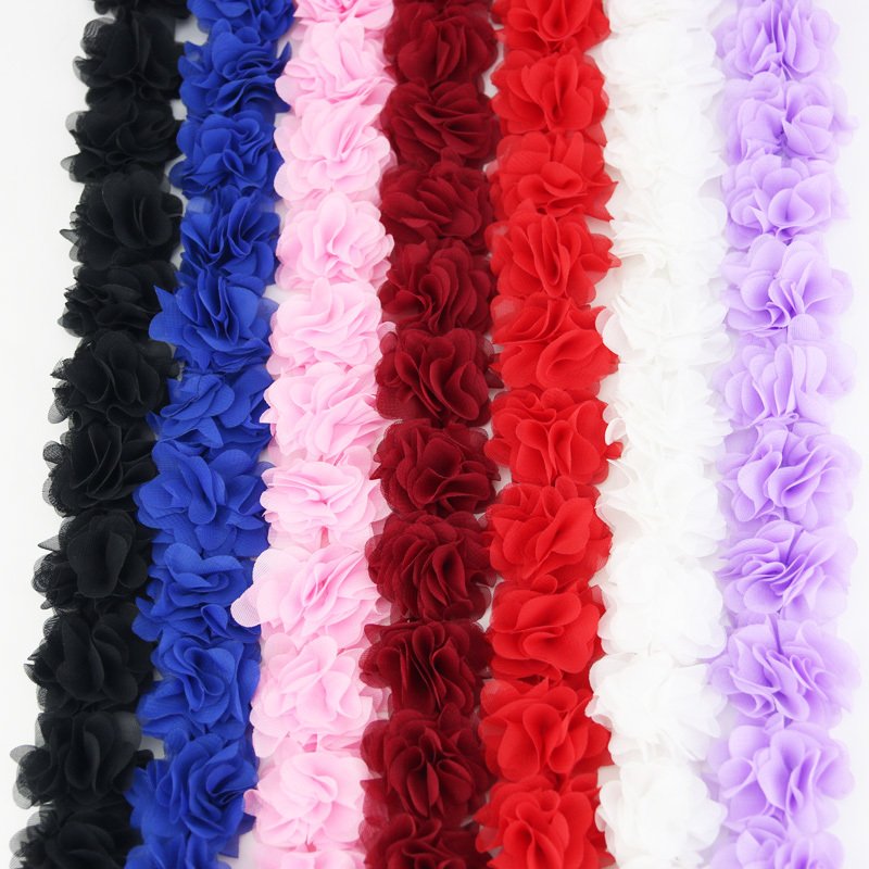 (1 Meter) Chiffon Lace Fabric Webbing Decoration Flower Gift Ribbons Crafts Non-woven Fabrics Base Wholesale DIY