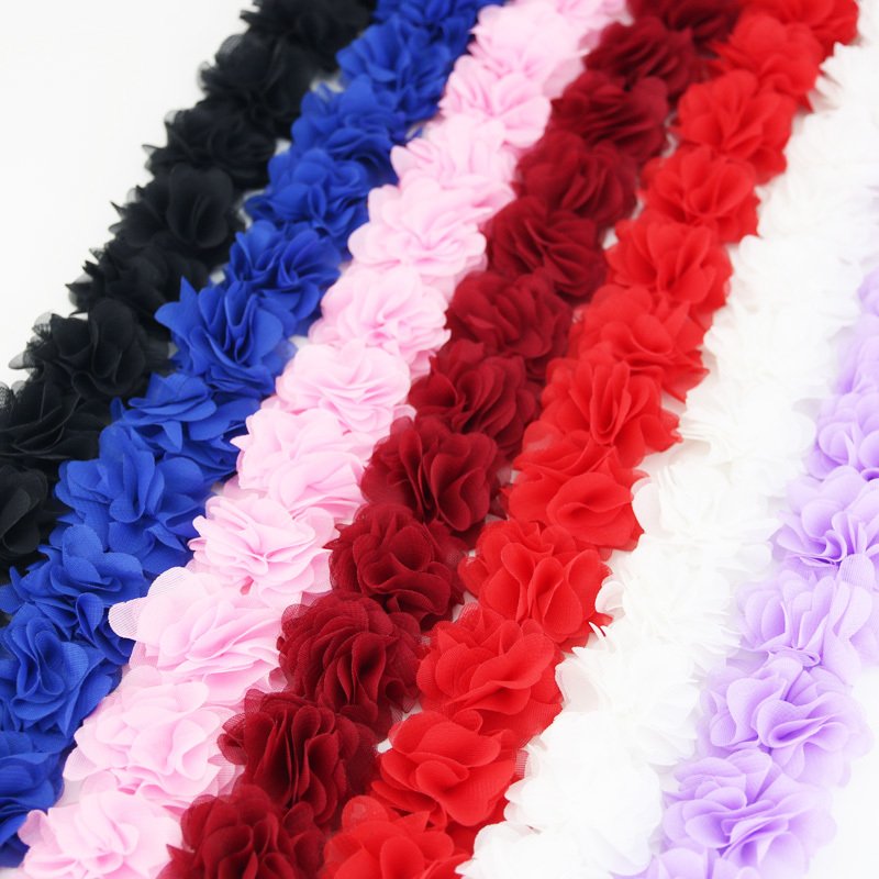 (1 Meter) Chiffon Lace Fabric Webbing Decoration Flower Gift Ribbons Crafts Non-woven Fabrics Base Wholesale DIY