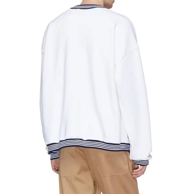 Design striped ribbed collar Knit Ribbed O-Neck sweatshirt for men and women sweatshirt High quality crew-neck sweatshirt