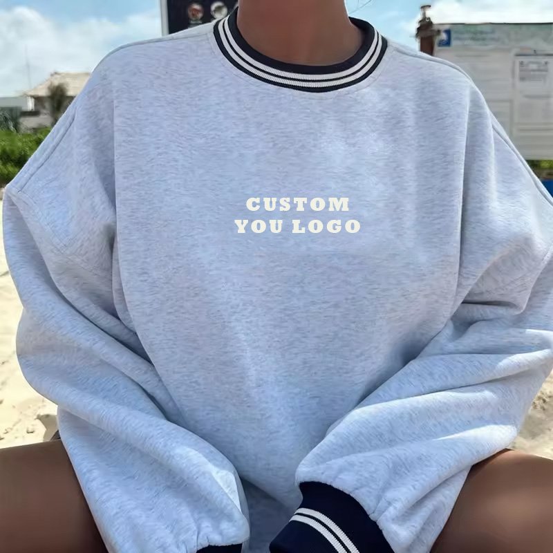 Design striped ribbed collar Knit Ribbed O-Neck sweatshirt for men and women sweatshirt High quality crew-neck sweatshirt