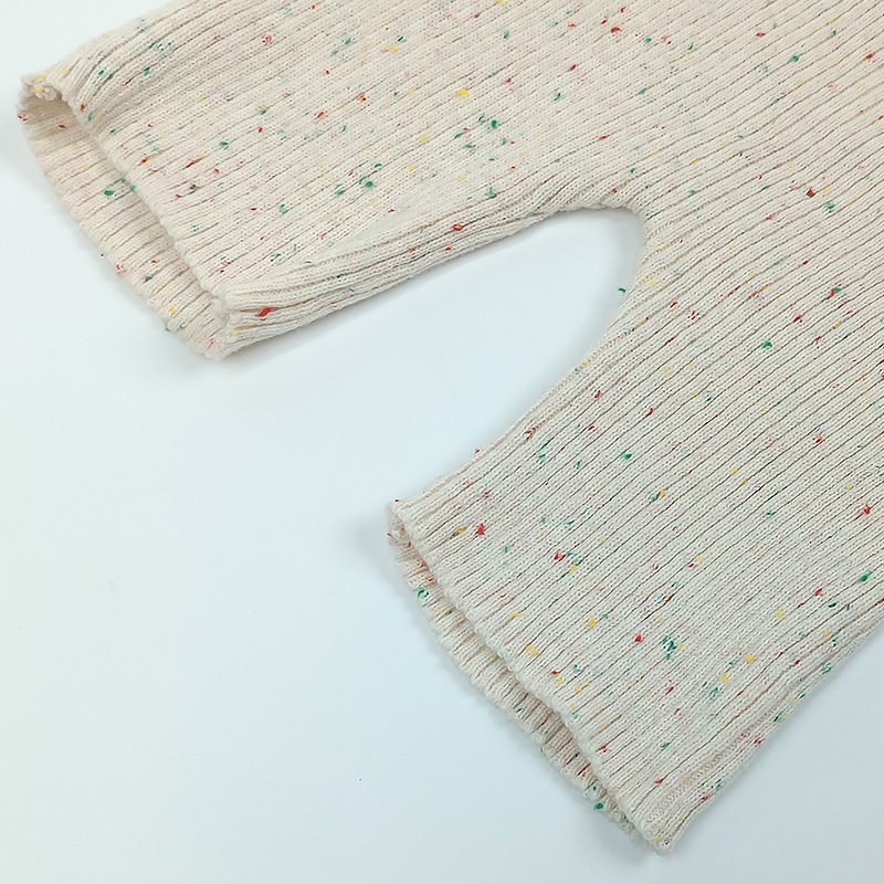 Pinuotu Custom Ribbed Baby Rompers Toddler Button Knitwear Sleeveless Strap Creme Sprinkle Cotton Knit Rib Jumpsuit Clothes