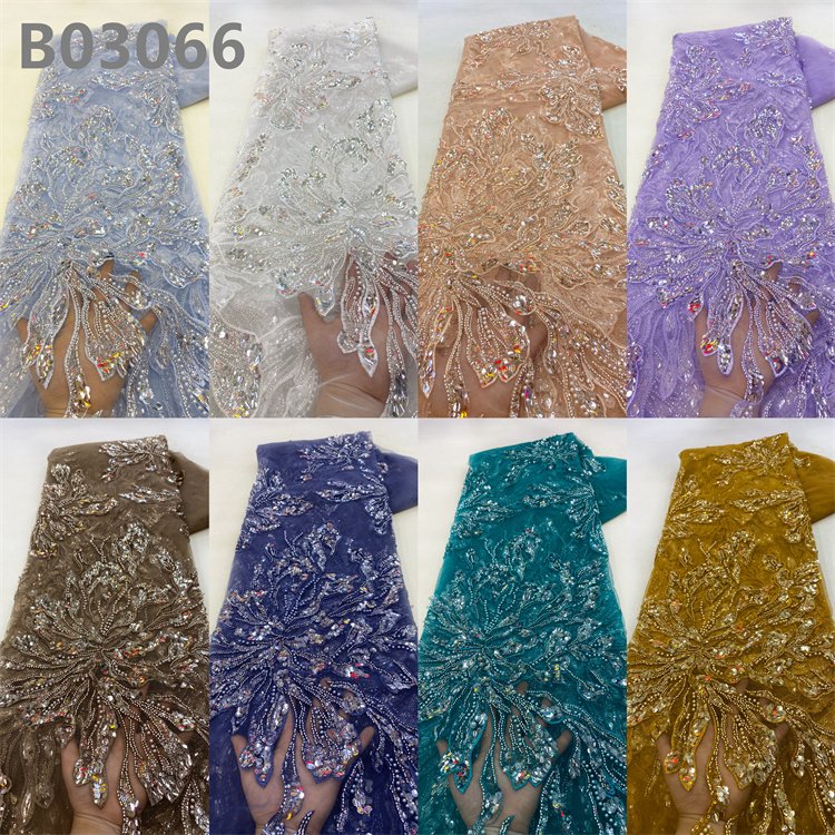 French Lace Fabric Beads Embroidered Net Fabric Sequin Lace Embroidery