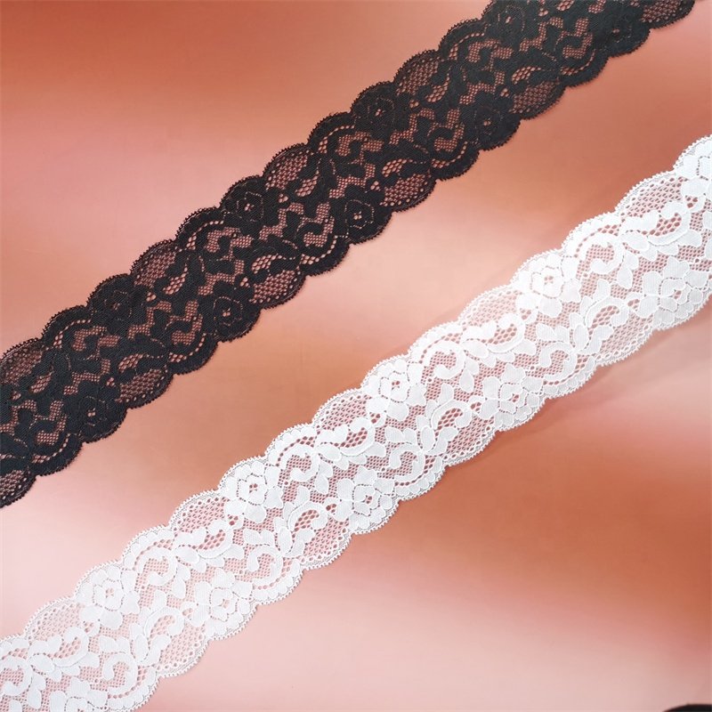 Wholesale spandex lace width 7 cm French lace elastic cotton lace trim for clothing wedding