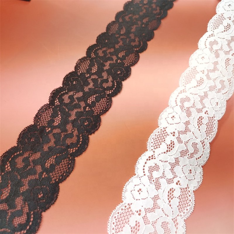 Wholesale spandex lace width 7 cm French lace elastic cotton lace trim for clothing wedding