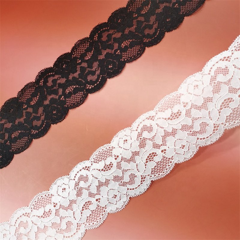Wholesale spandex lace width 7 cm French lace elastic cotton lace trim for clothing wedding