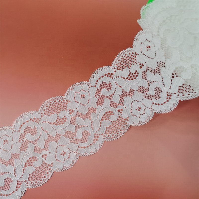 Wholesale spandex lace width 7 cm French lace elastic cotton lace trim for clothing wedding