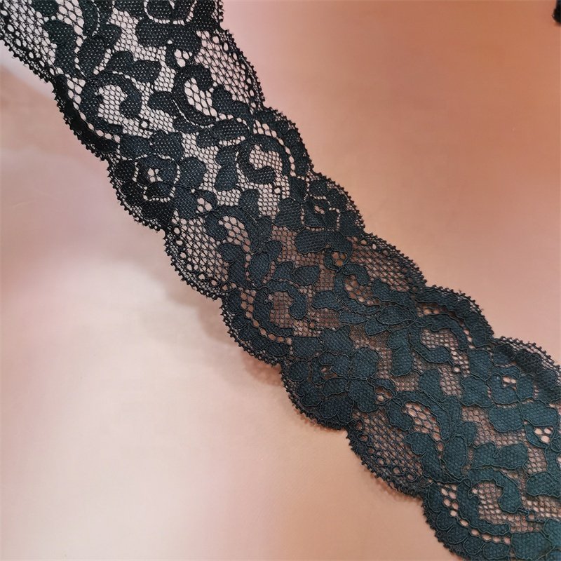 Wholesale spandex lace width 7 cm French lace elastic cotton lace trim for clothing wedding