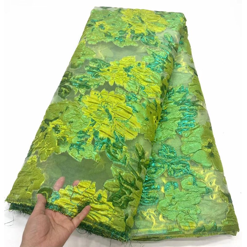 NI.AI African Fancy Brocade Fabric Good Quality Jacquard Lace Fabrics Embroidery Fabric For Dress
