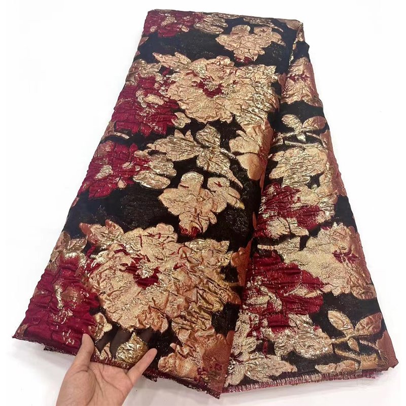 NI.AI African Fancy Brocade Fabric Good Quality Jacquard Lace Fabrics Embroidery Fabric For Dress