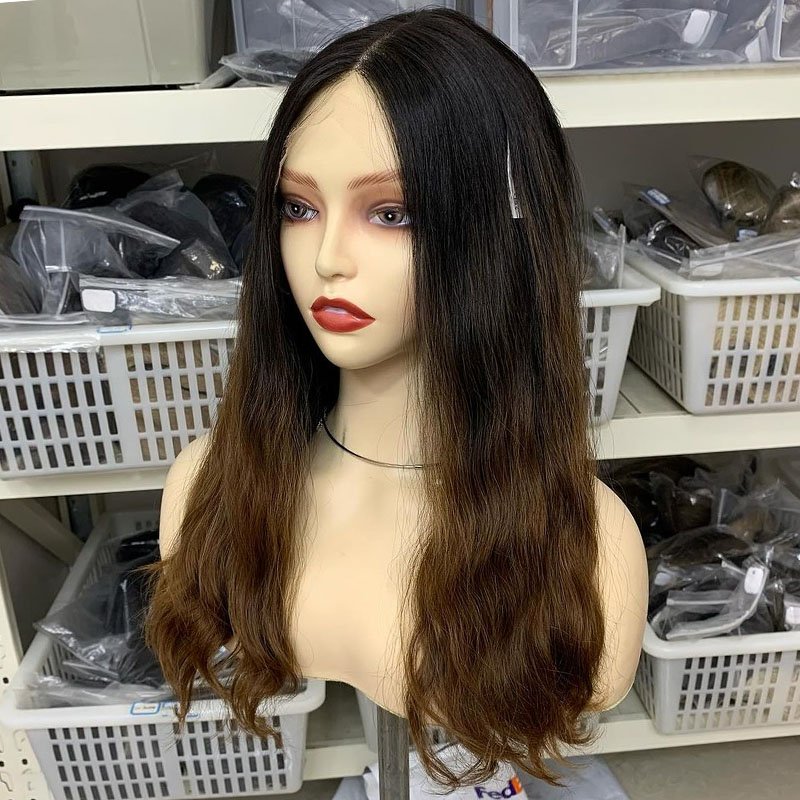 100% European Virgin Hair Jewish Wigs Ombre Color Lace Top Kosher Jewish Wig for Hair Loss