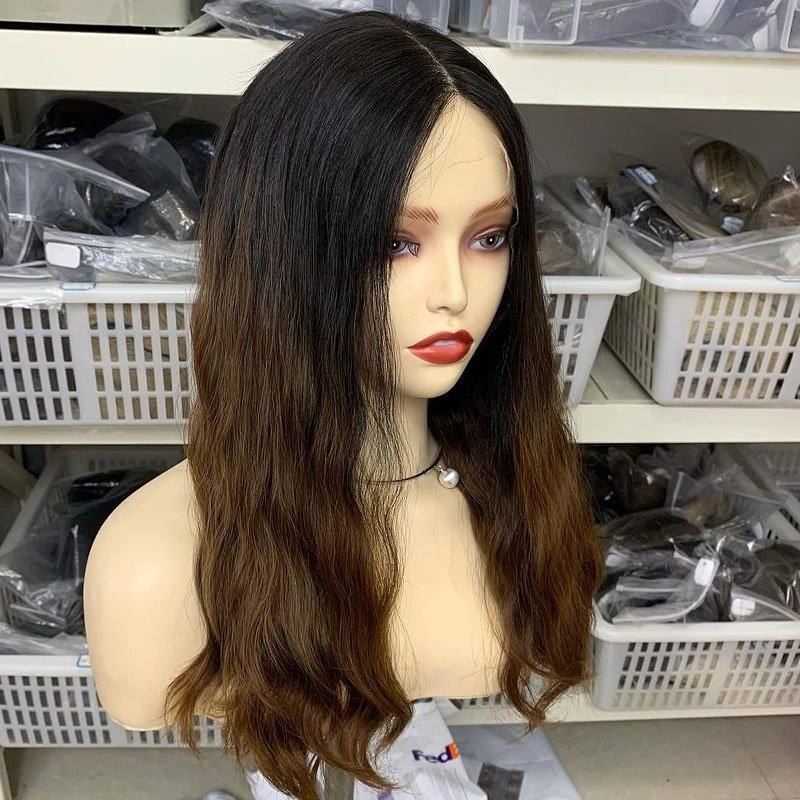 100% European Virgin Hair Jewish Wigs Ombre Color Lace Top Kosher Jewish Wig for Hair Loss