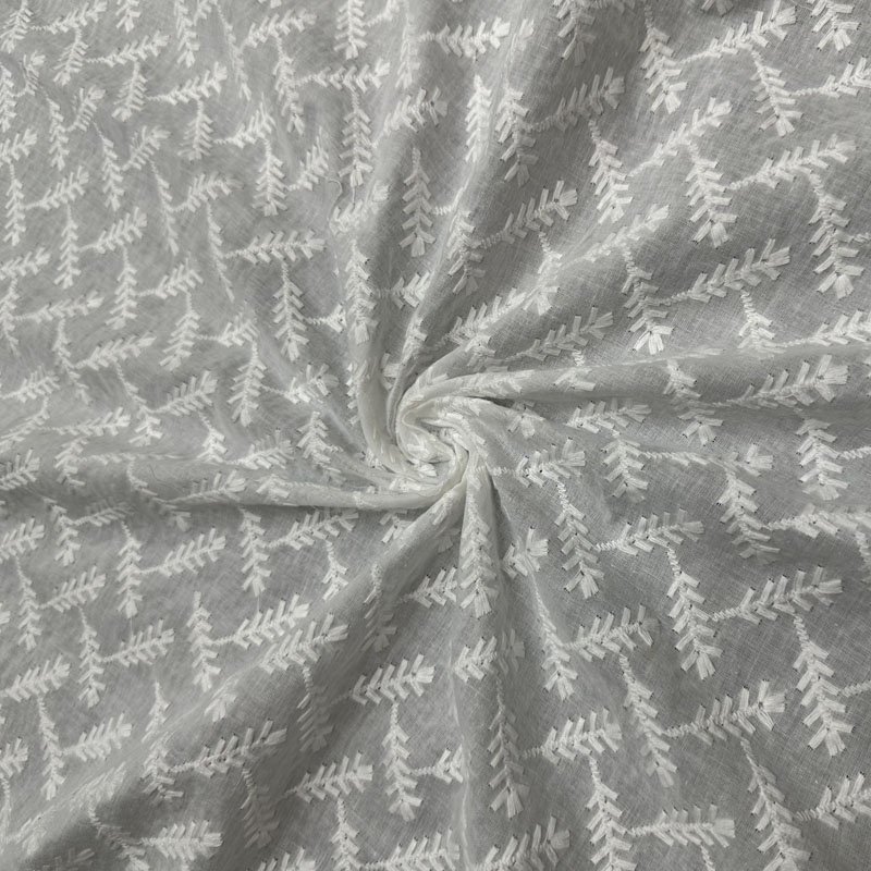 Factory Manufacturer Floral Embroidery Fabric Cotton Voile Fabric Embroidery Fabric for Casual Dress