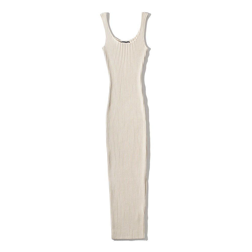 High Quality Wholesale Slim Spandex Bodycon Dress Women Rib Knit Casual Sleeveless T-shirt Dress