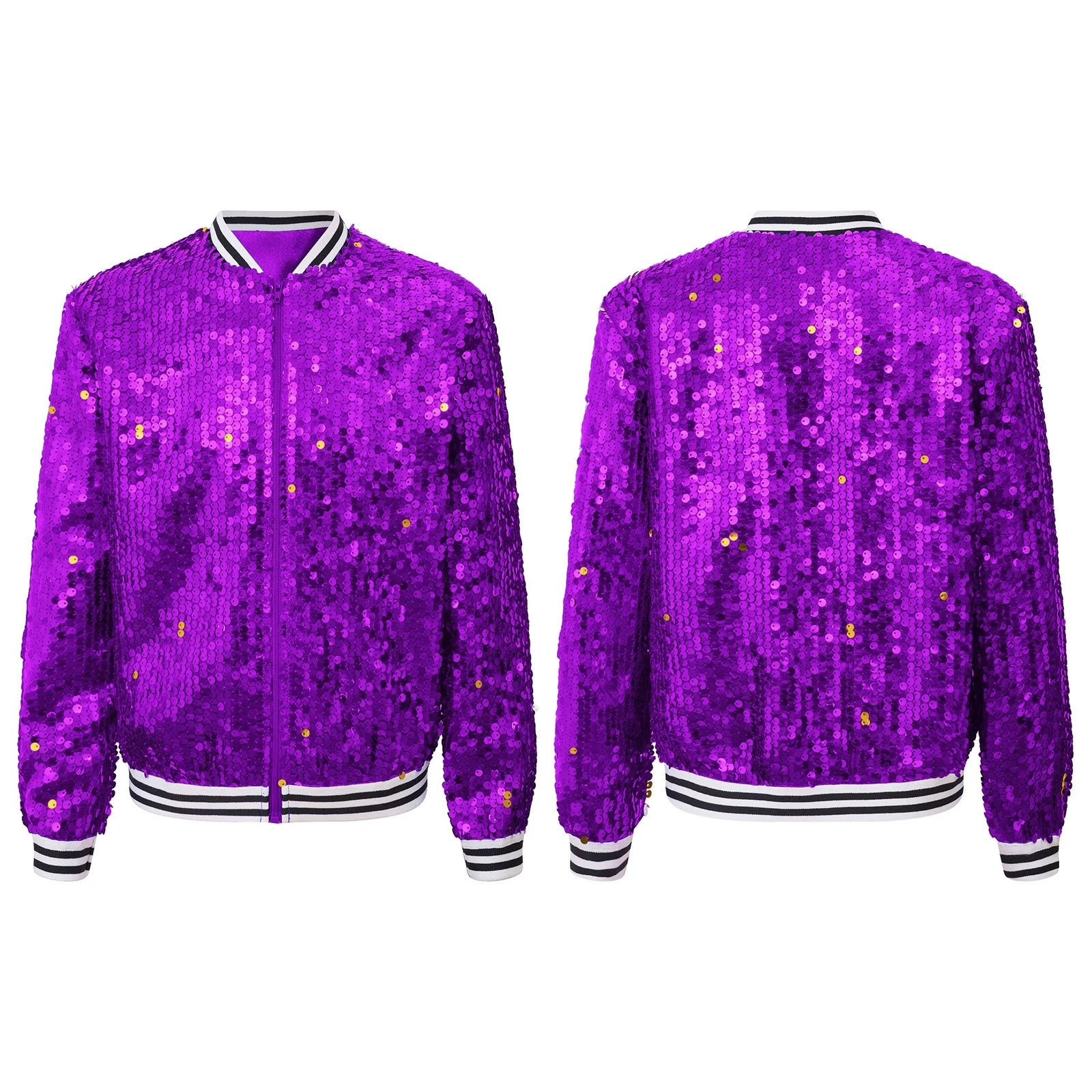 Women Sequin Jackets Flip Glitter Varsity Bomber Sparkly Coat Party Outwear Ladies Shiny Jacket Breathable