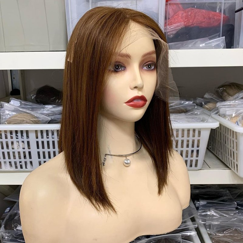 Lace Top European Virgin Hair Jewish Wig Brown Color Single Knots Kosher Jewish Wig for Woman
