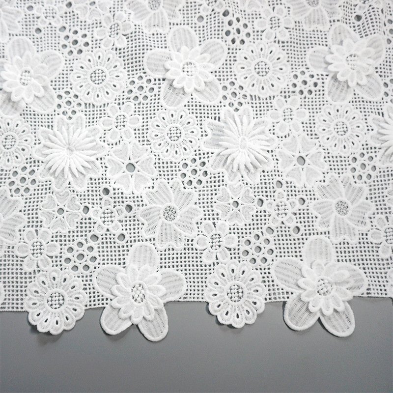3D European American lace embroidered fabric laser embroidered fabric flower embroidery fabric